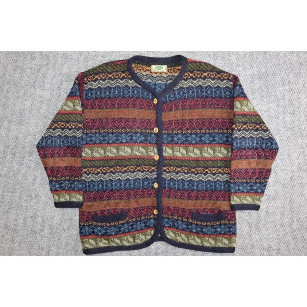Vintage Icewear Wool Cardigan Sweater Wood Button Size Medium